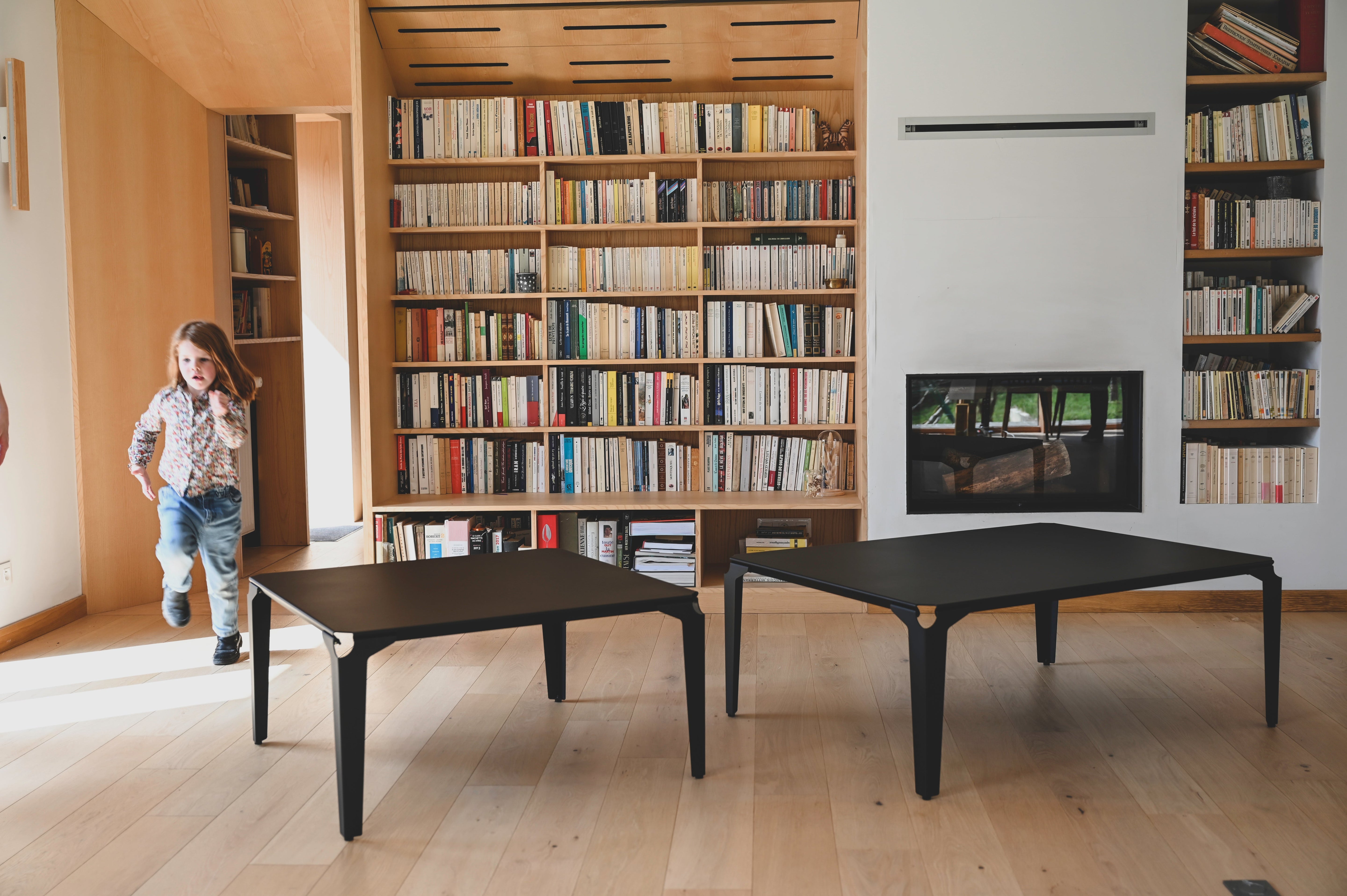 duo de table basse en acier thermolaqué noir