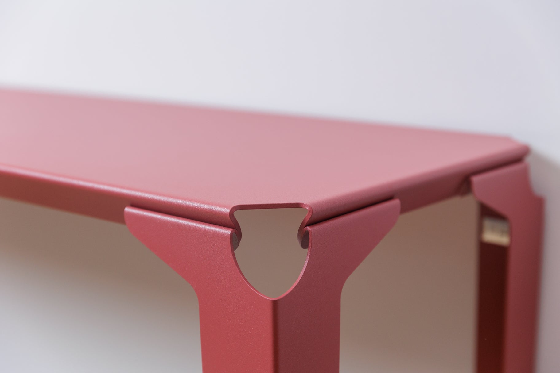 angle console acier chantilly rose