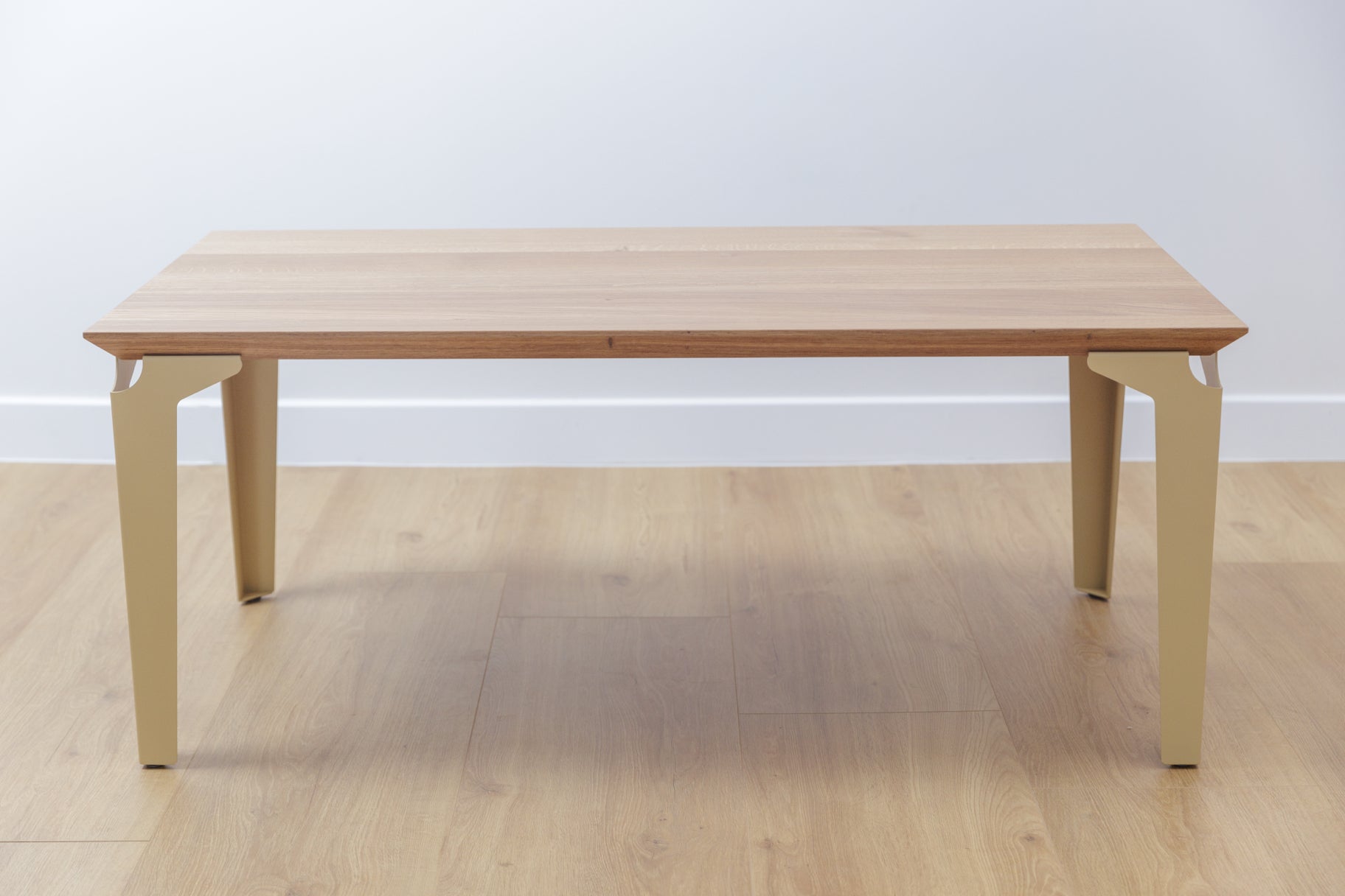 table basse bois et acier beige Laval - atelier percheron