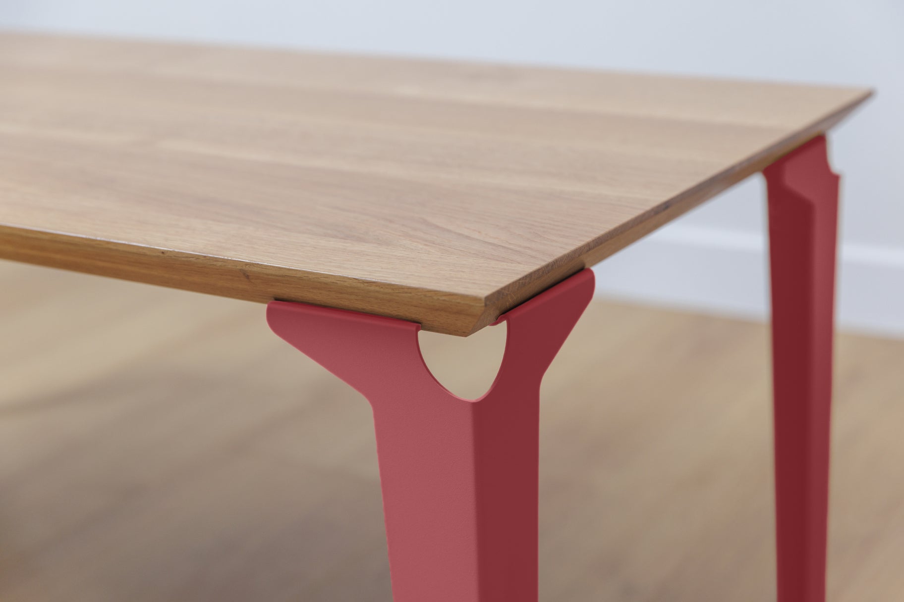 table basse bois et acier rose Laval - atelier percheron