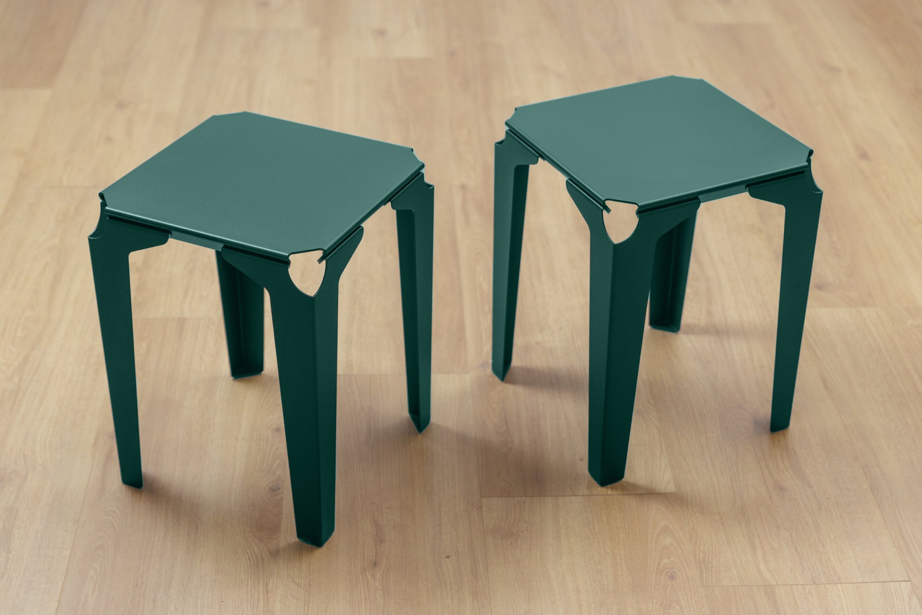 Tabourets Pontivy acier de couleur vert mousse