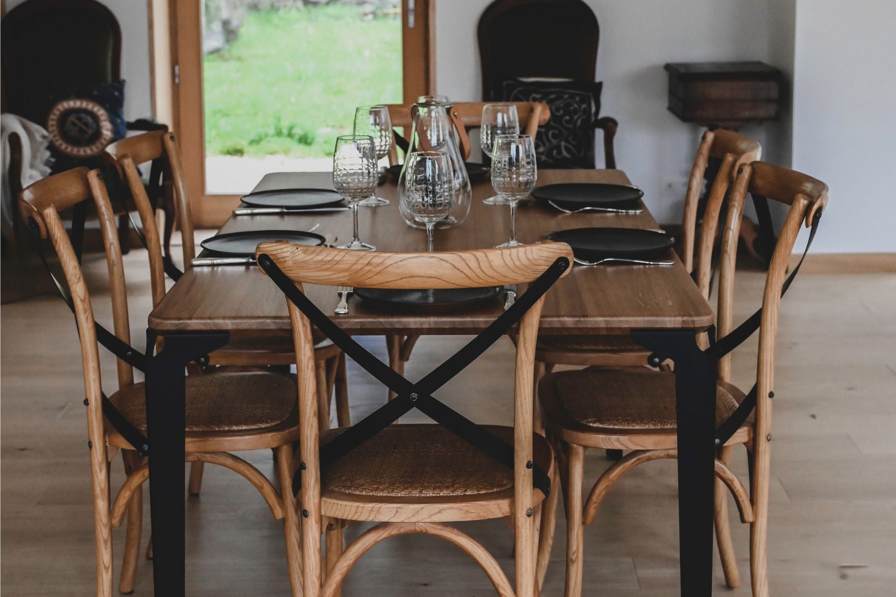 Table salle à manger chêne massif et acier