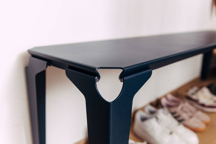 Banc acier thermolaqué bleu acier Toulouse - Atelier percheron