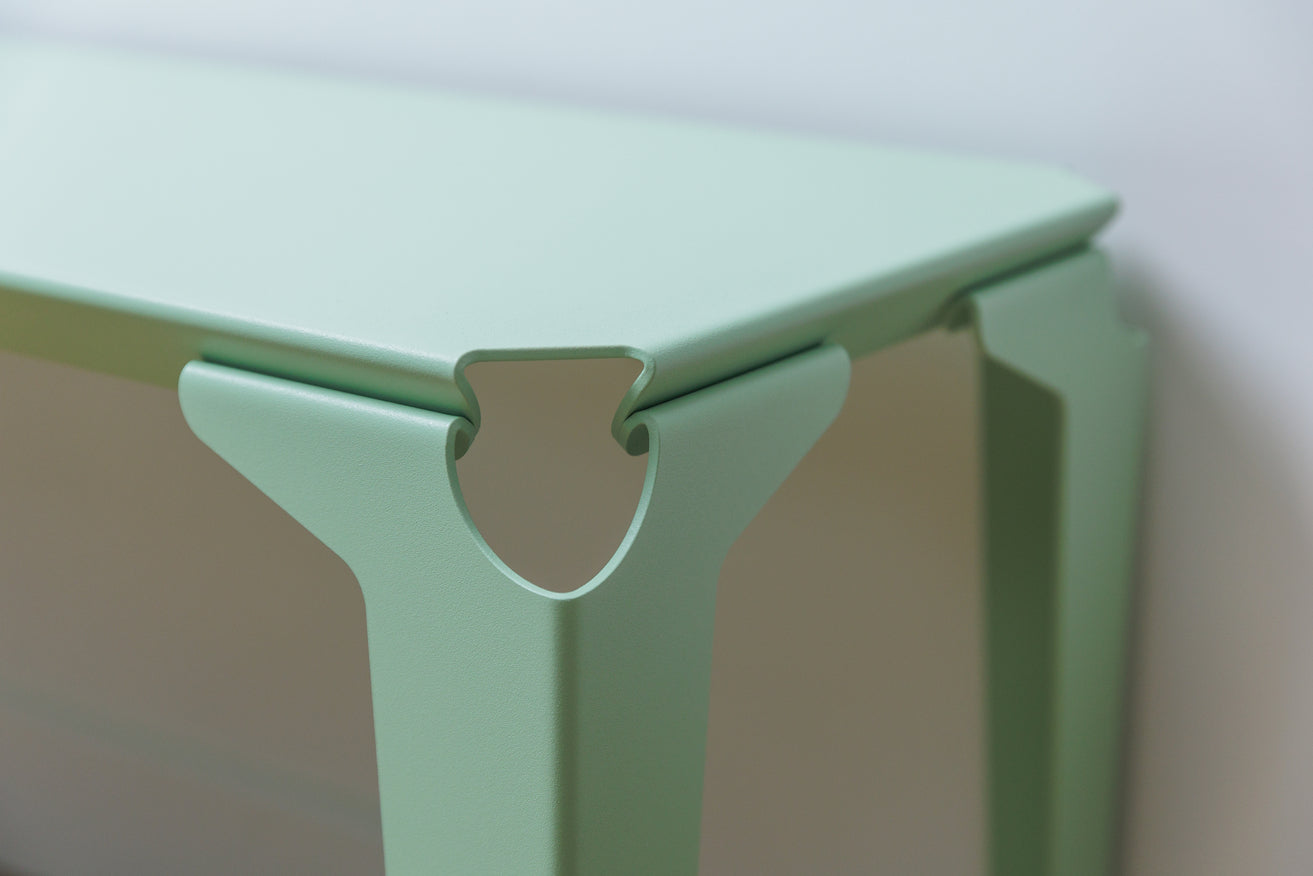 Banc acier thermolaqué vert pastel Toulouse - Atelier percheron