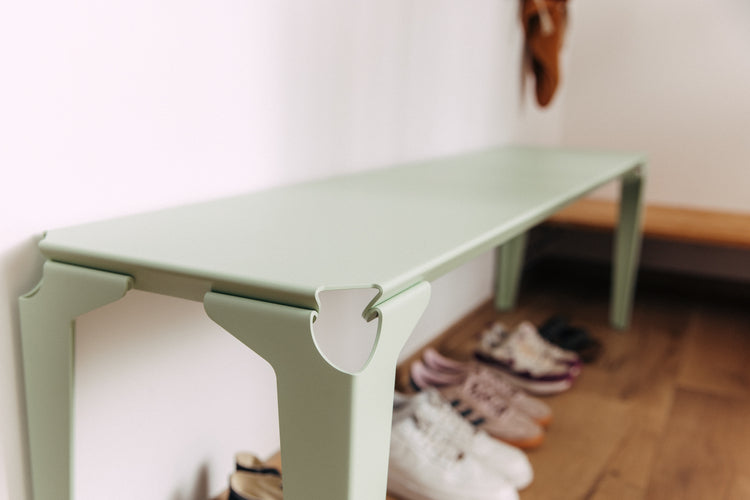 Banc acier thermolaqué vert pastel Toulouse - Atelier percheron